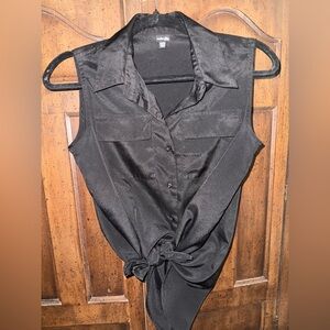 Rafaella Black Satin Sleeveless Blouse